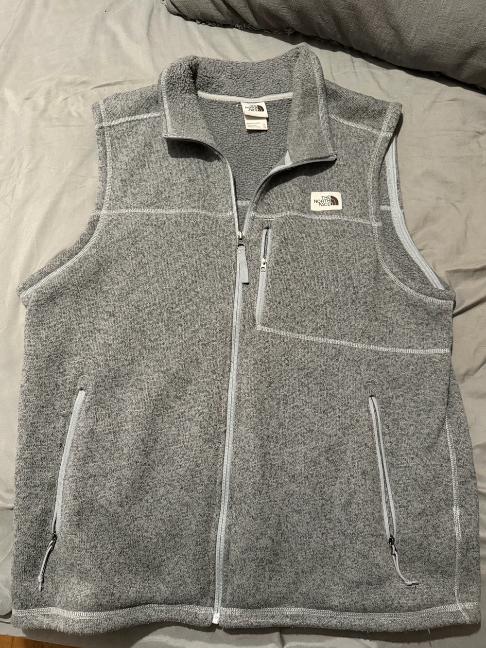 The North Face Heather Gray Fleece Vest with Zip Pockets